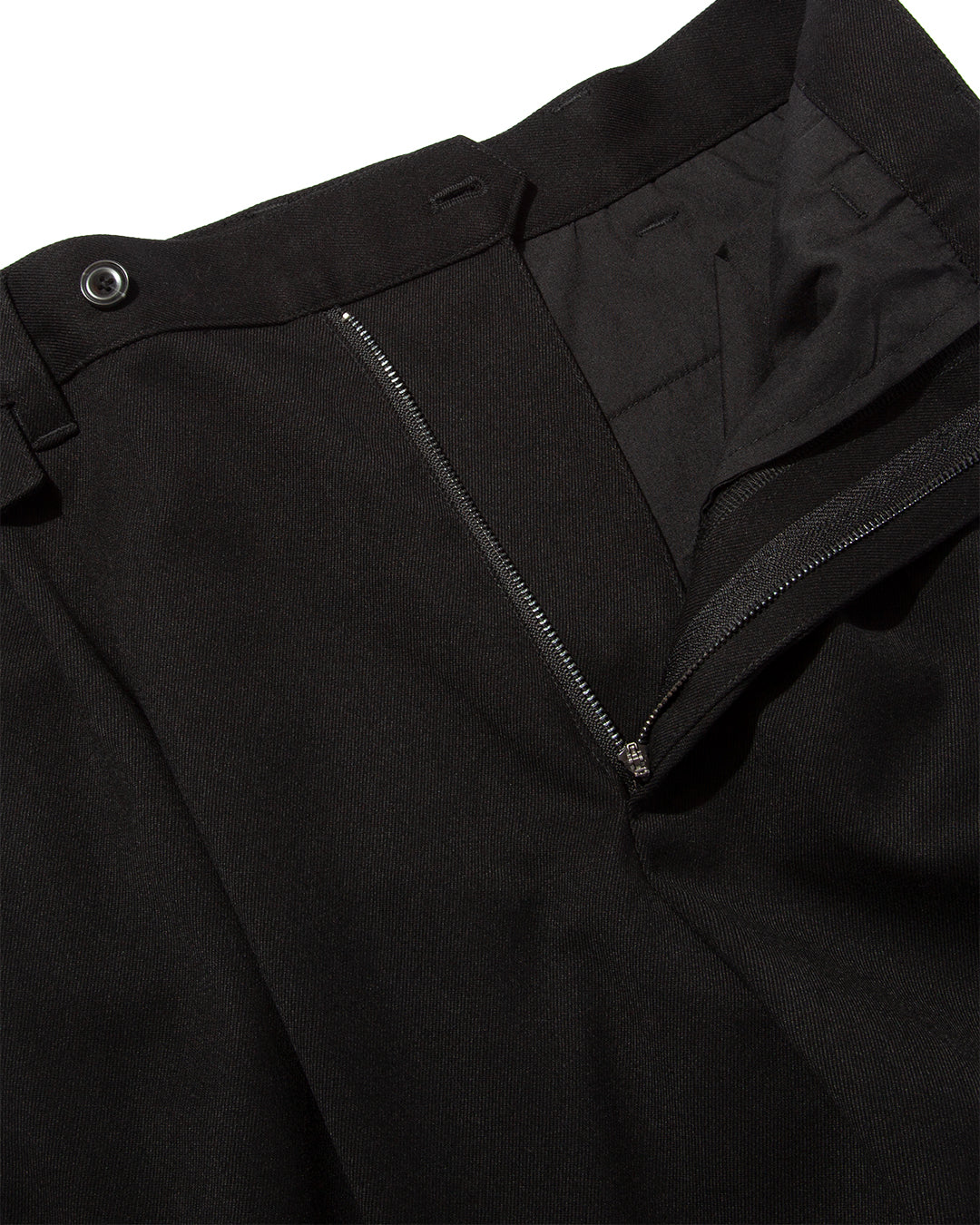 Wool-Blend Twill Tuck Wide Slacks