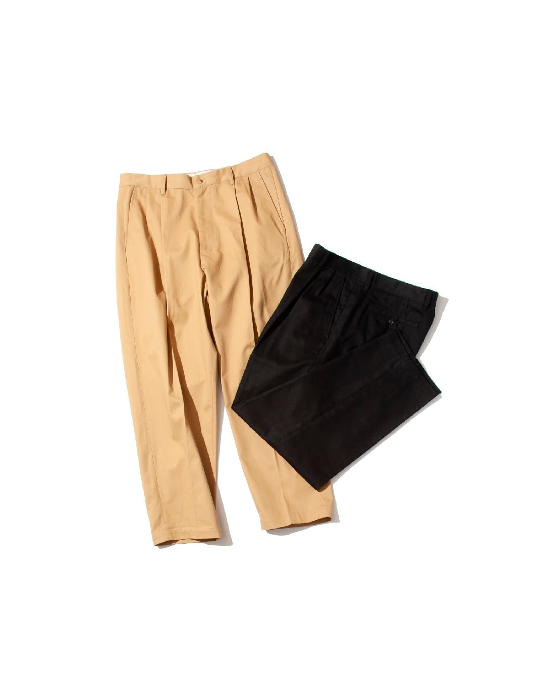 Twill Wide Tapered Tucked Chino Pants -コットンツイル ワイドテーパードタックチノ-