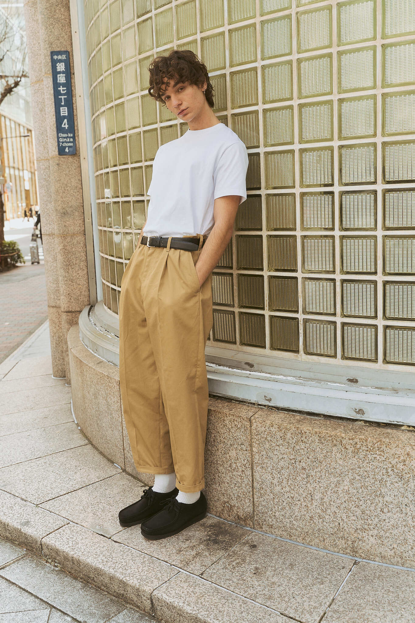 Twill Wide Tapered Tucked Chino Pants -コットンツイル ワイドテーパードタックチノ-