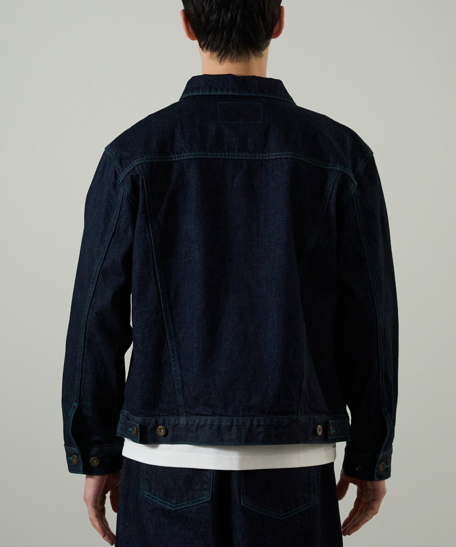 DoCLASSSE ネイビー　ビーズ装飾 ジャンパー ニードルジャージー・スキッパーシャツワンピ/DoCLASSE