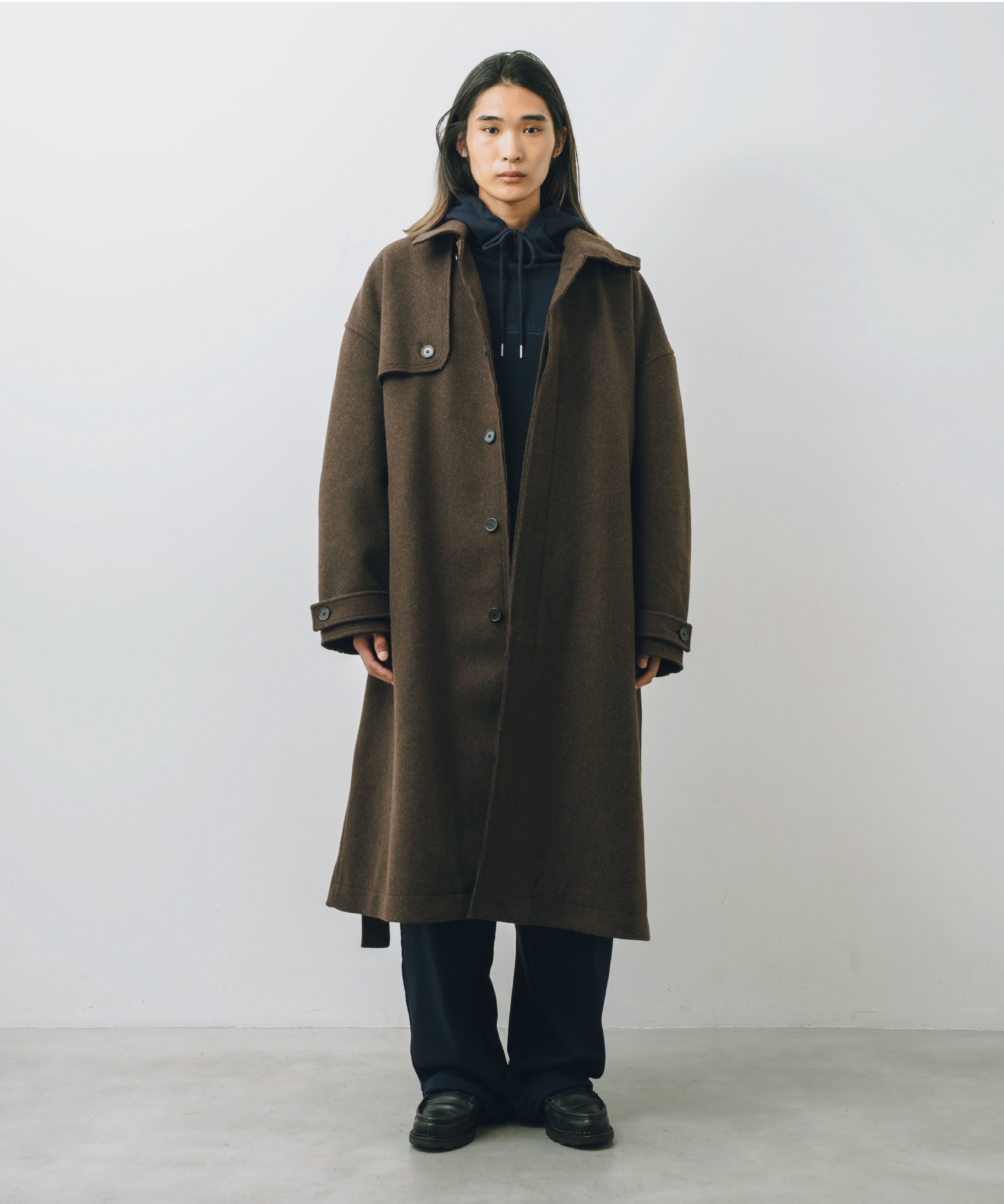 Melton Long Trench Coat – L'eau bleue ONLINE STORE