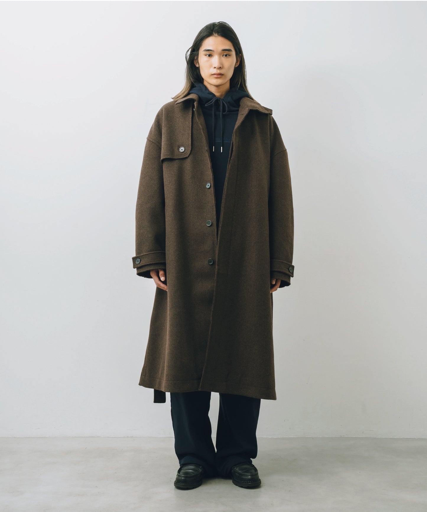 Melton Long Trench Coat