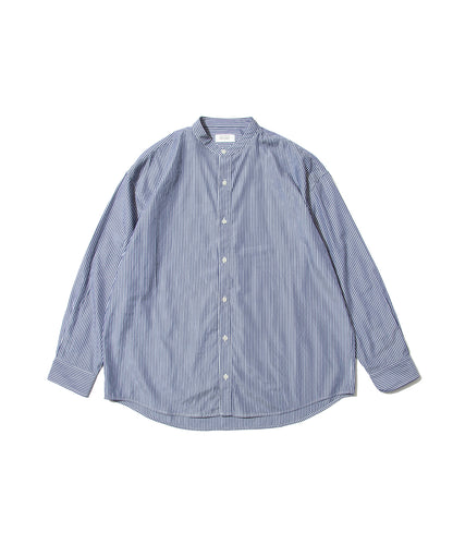 Striped Band Collar Shirt
