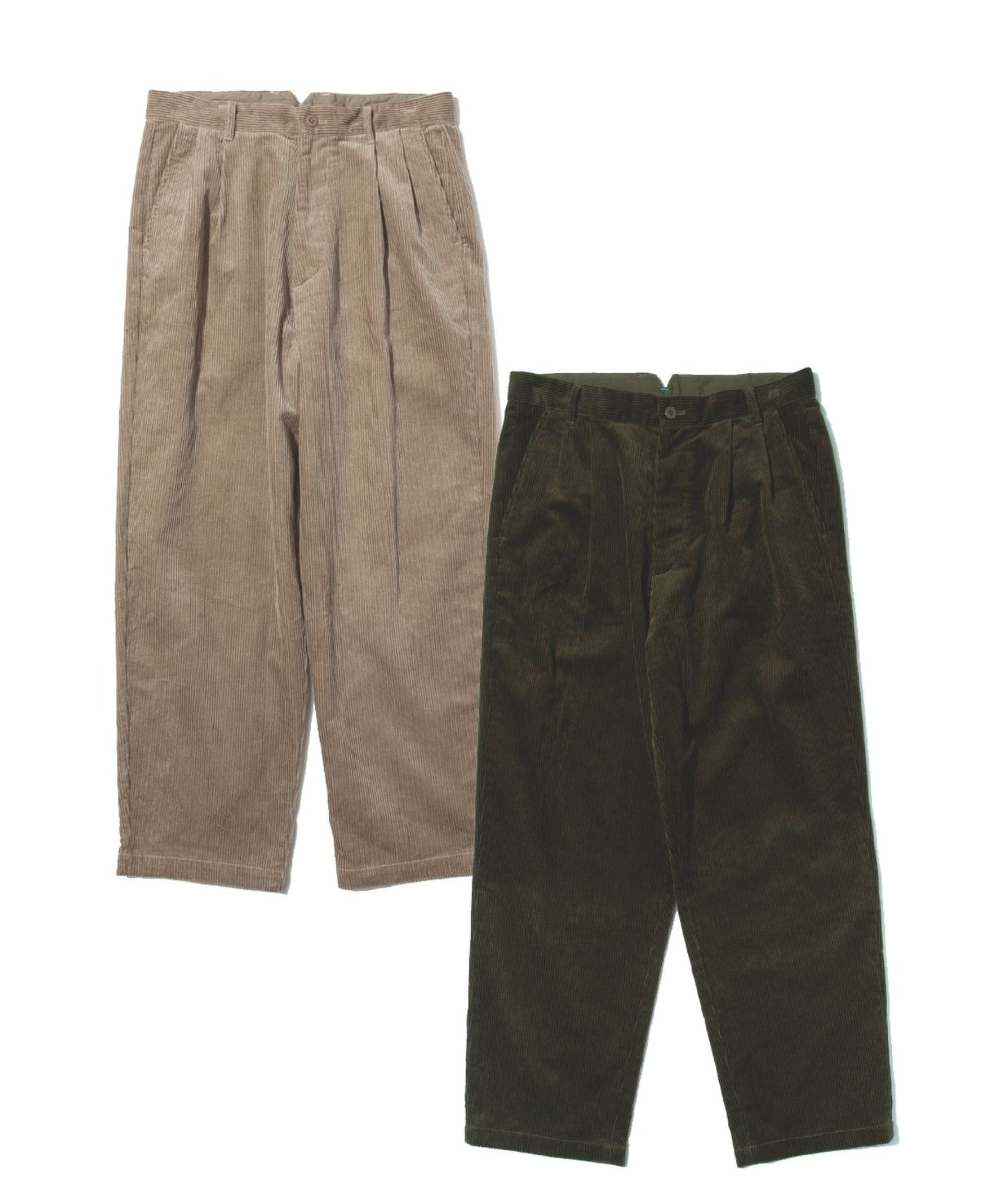 Corduroy Tuck Wide Tapered Pants