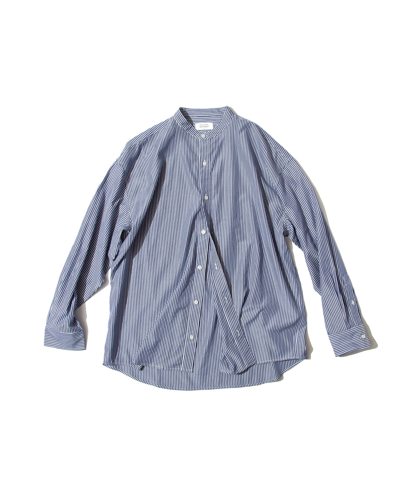 Striped Band Collar Shirt