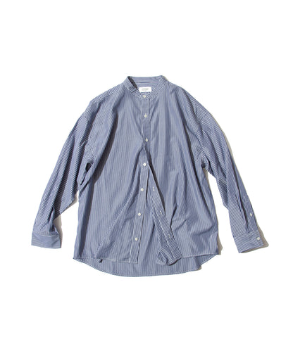 Striped Band Collar Shirt