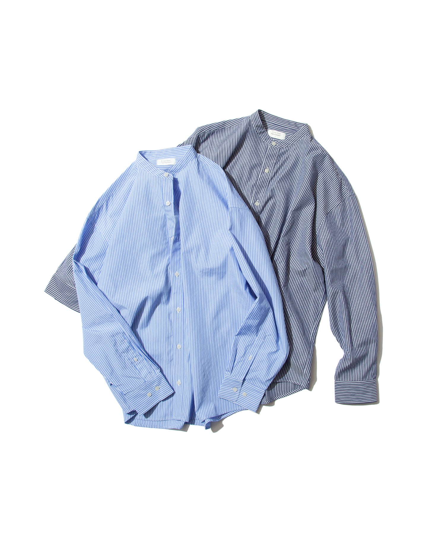 Striped Band Collar Shirt – L'eau bleue ONLINE STORE