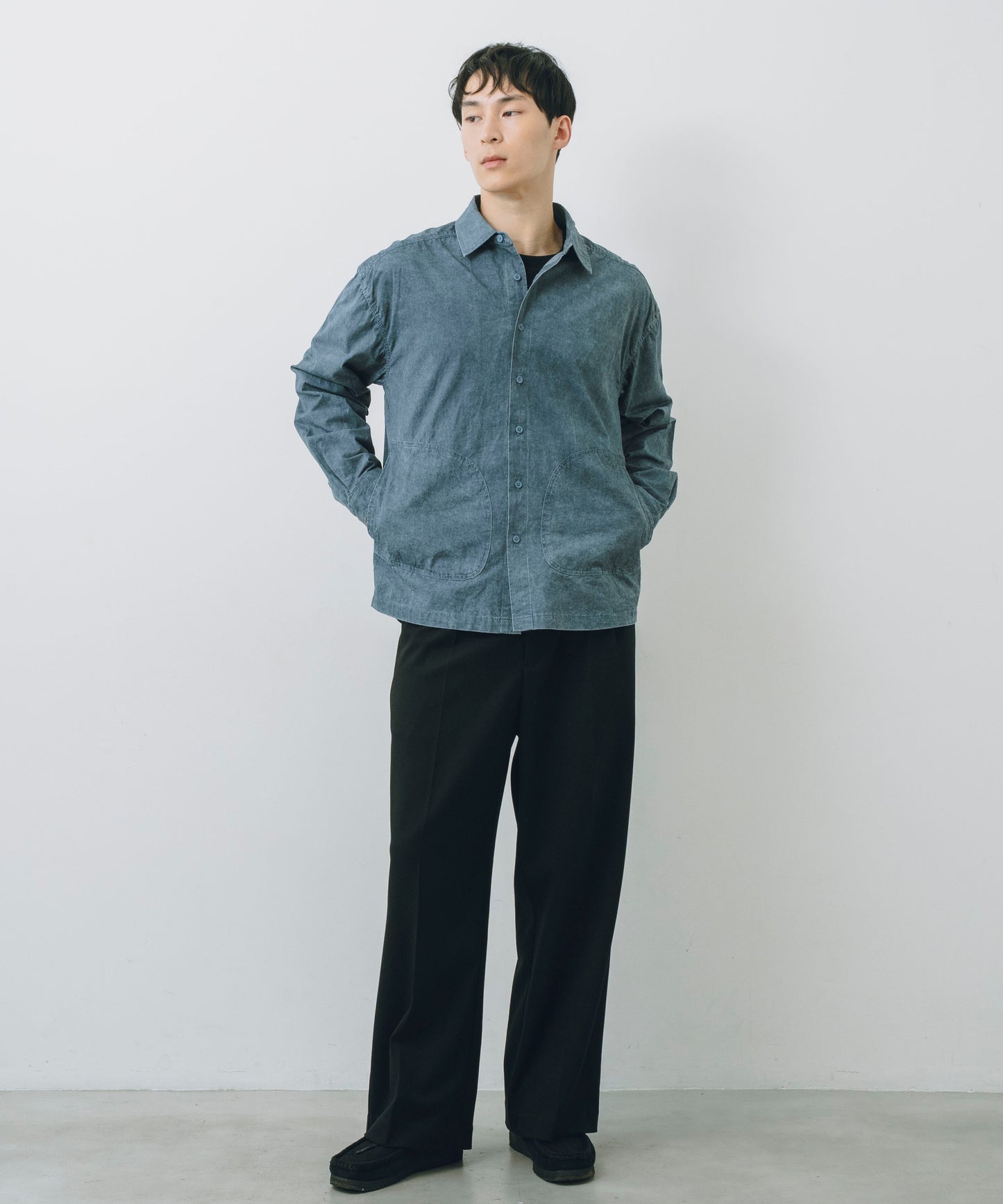 Garment-Washed Stitch Overshirt