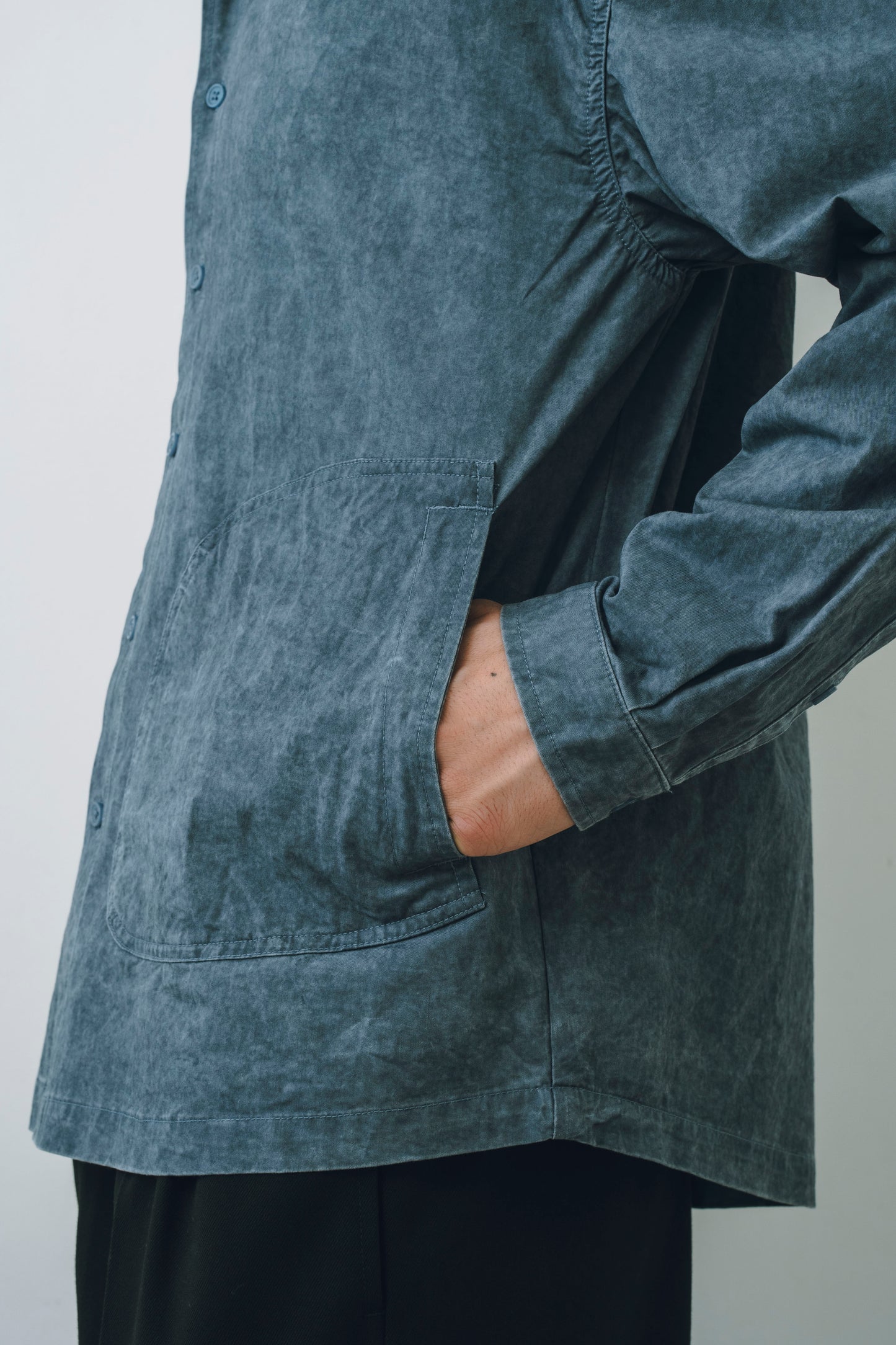 Garment-Washed Stitch Overshirt