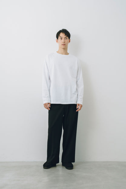 Wool-Blend Twill Tuck Wide Slacks
