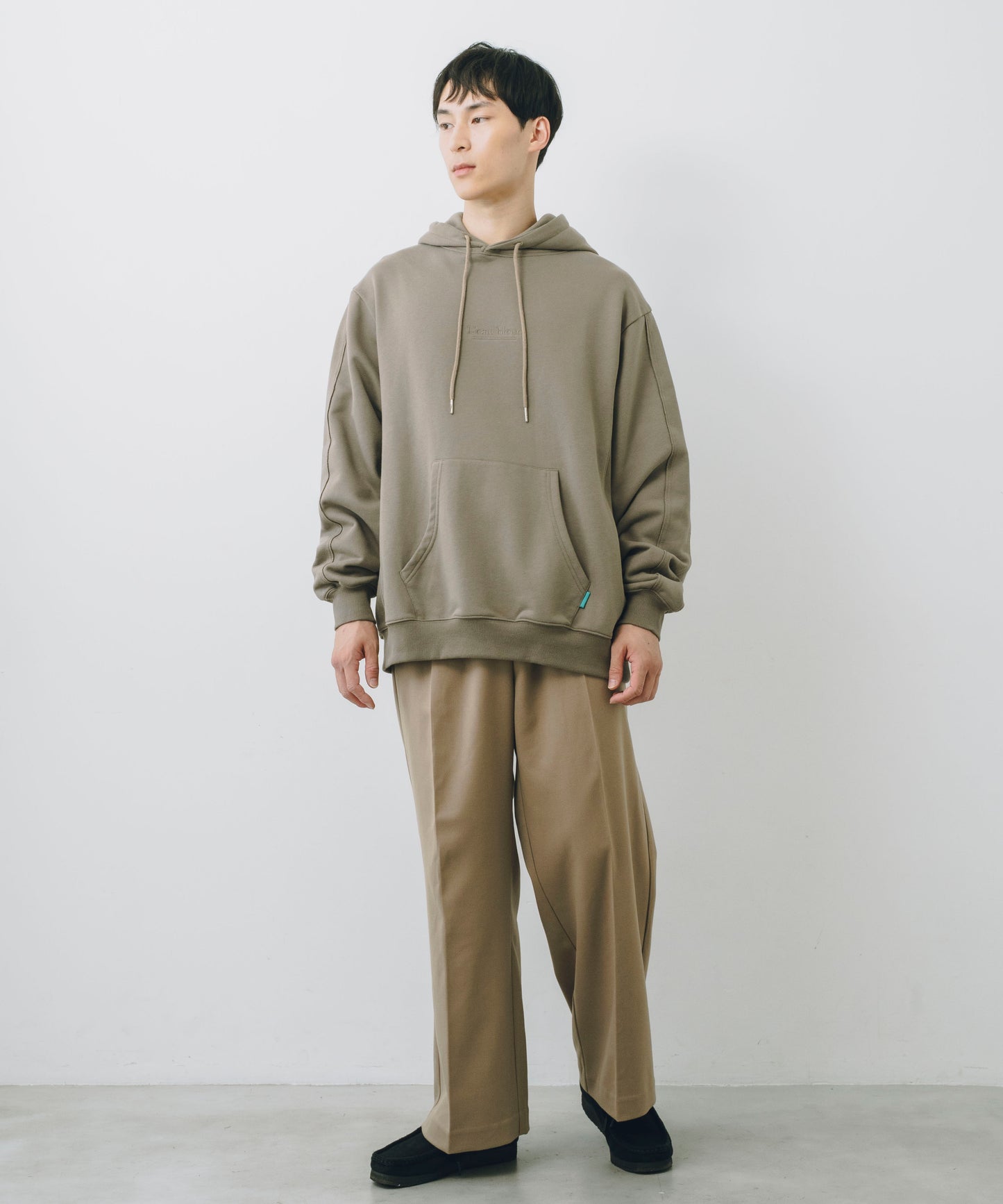 French Terry Logo Embroidered Pullover Hoodie