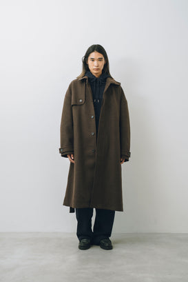 【25AW新作】Melton Long Trench Coat -メルトンロングトレンチコート-