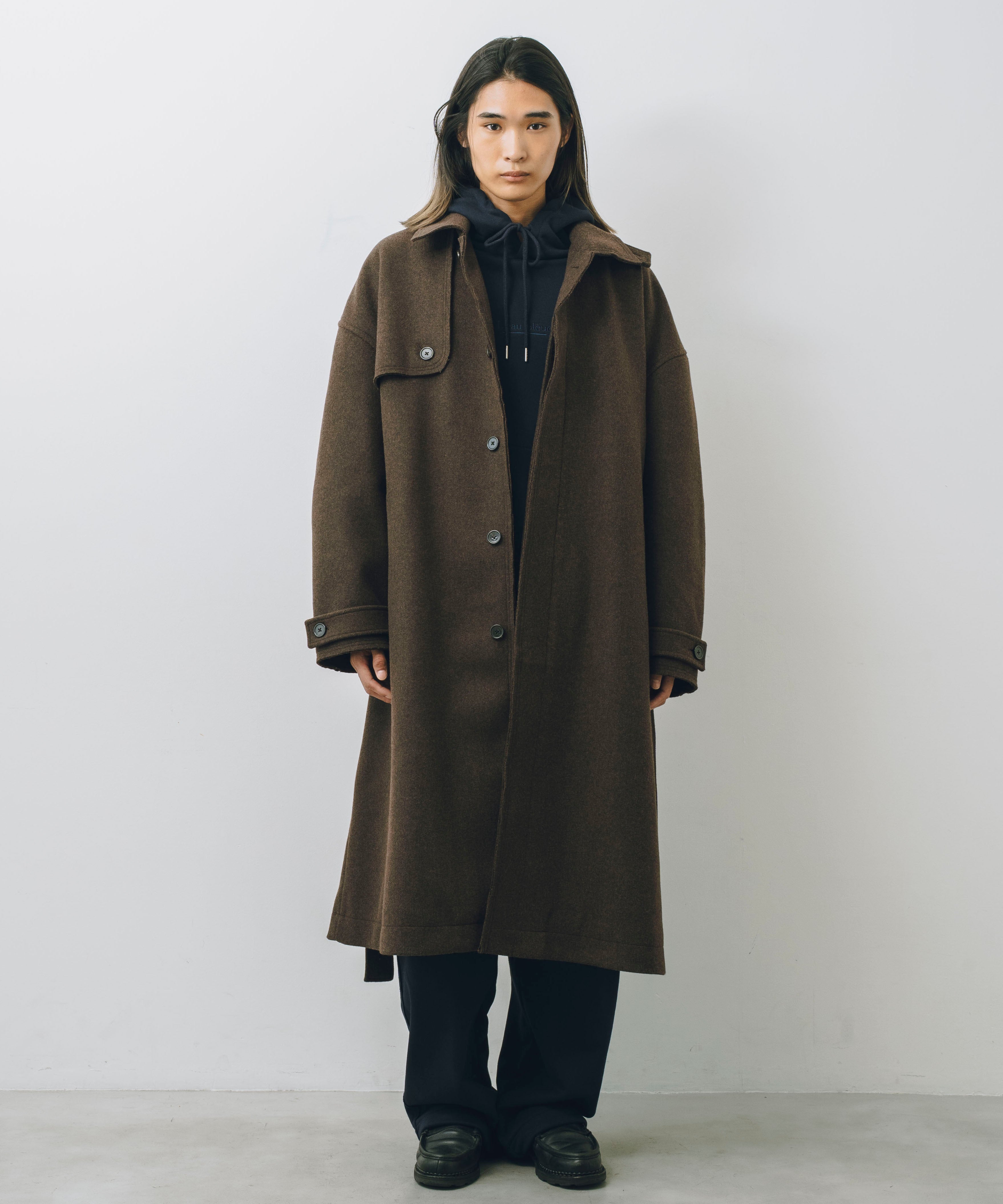 Melton Long Trench Coat – L'eau bleue ONLINE STORE