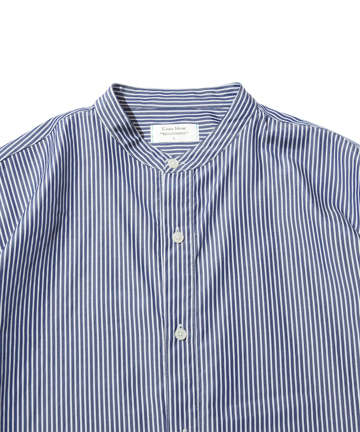 Striped Band Collar Shirt