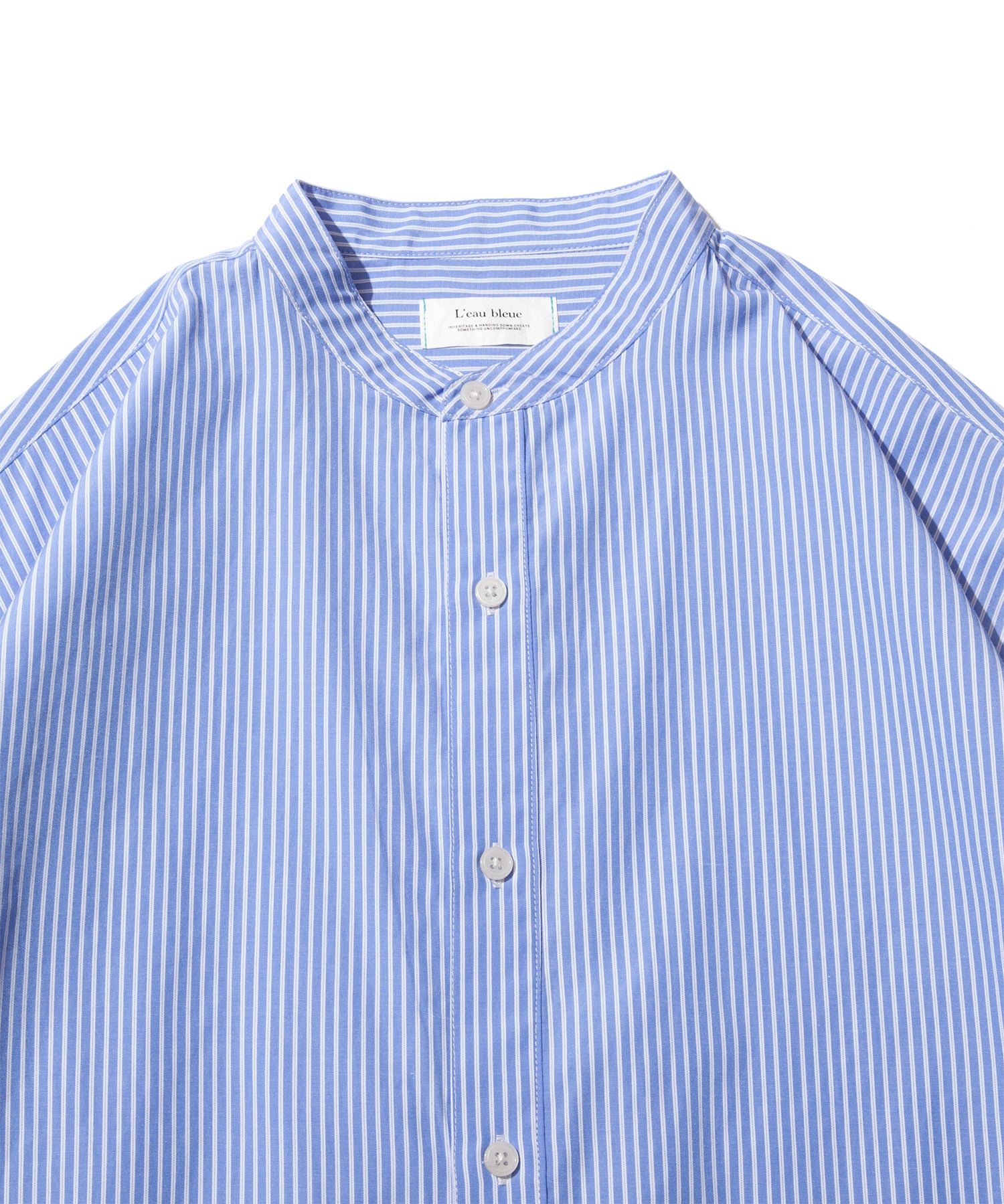 Striped Band Collar Shirt – L'eau bleue ONLINE STORE