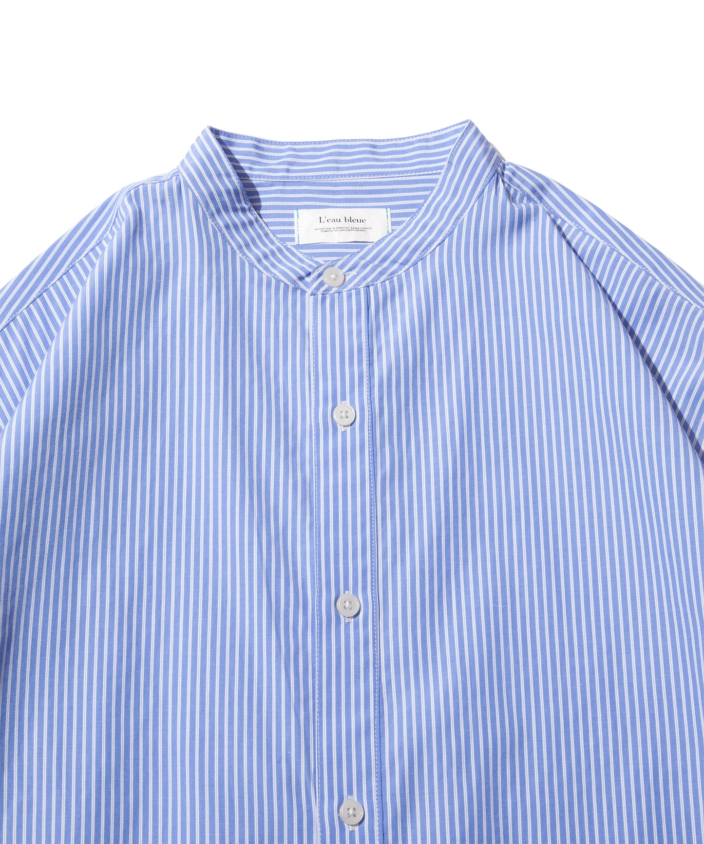 Striped Band Collar Shirt