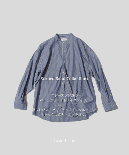 Striped Band Collar Shirt